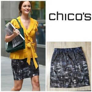 CHICO'S Silky Multicolored Skirt Size 2